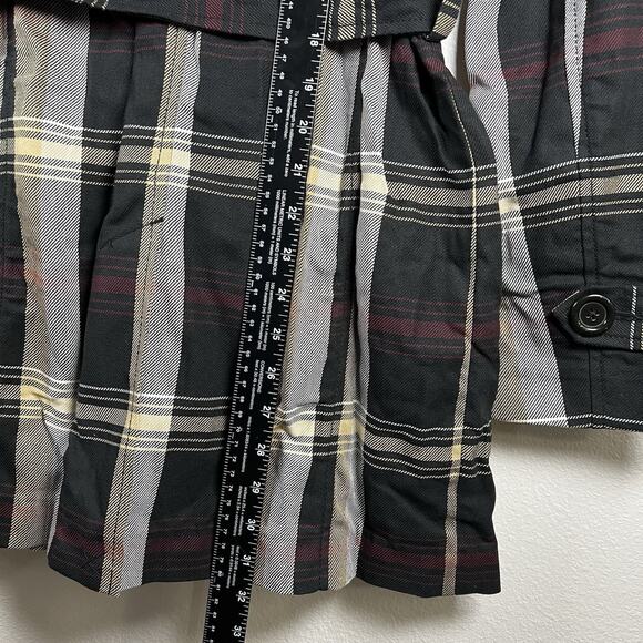 Tommy Hilfiger Flannel Plaid Belted Button-Down Cozy Plaid Jacket Trench Coat XS - Picture 12 of 13